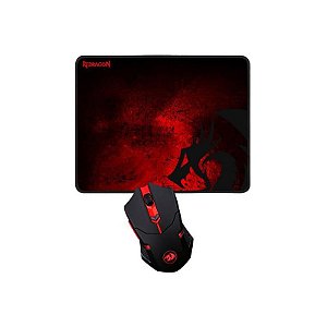 Mouse Gamer Sem Fio Redragon M601WL-Ba LED Preto + Mousepad Profissional