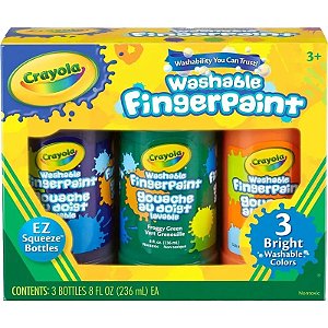 Tinta Lavável para Dedos Crayola - Kit com 3 Unidades - Diversão e Criatividade Seguras