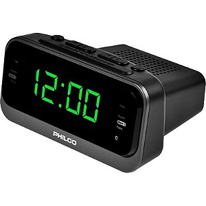 Rádio Relógio Philco PAR1012BT-GR com Alarme Dual e FM Bivolt 50-60Hz