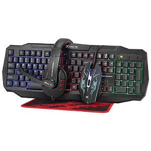 Conjunto Gamer Strike Me CM-406: Headset, Mouse, Teclado e Mousepad - Equipamento Completo