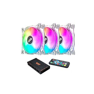 Kit de Ventoinha Cooler Aigo Darkflash CF8 Pro 3 em 1 com Controladora ARGB