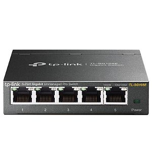 Switch TP-Link TL-SG105E - 5 Portas Gigabit Ethernet - Alta Performance - Cinza