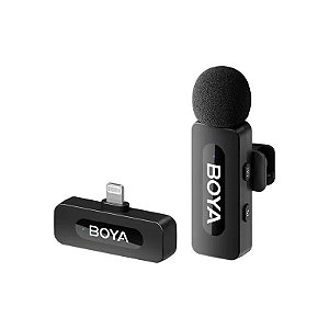 Microfone Sem Fio Boya BY-V1 para Smartphone com Conector Lightning - Preto