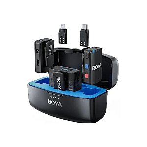 Microfone Sem Fio Boya Boyamic para Smartphone com Lightning e USB-C - Preto