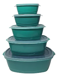 JOGO DE POTES RETANGULAR 5 PEÇAS ECO AZUL