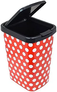 Lixeira Prática 9 Litros Vermelha Com Bolinhas Click Label