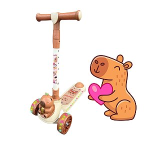 Patinete Infantil Capivara Dobrável 3 Rodas com LED e Música