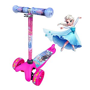 Patinete Frozen Infantil 3 Rodas Com Luz