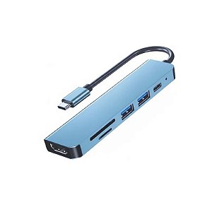 Hub USB-C 6 em 1 USB/USB-C/HDTV/SD/T