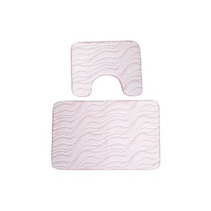 Jogo de Tapete Felpudo para Banheiro 2 Peças - Rosa