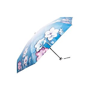 Guarda-Chuva Floral Turquesa 18CM Fechado E 90 CM Circunferência