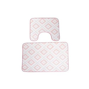 Jogo de Tapete Felpudo para Banheiro 2 Peças - Rosa