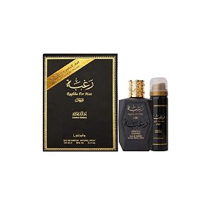 Kit Perfume Lattafa Raghba For Man Eau de Parfum Masculino 100ML + Desodorante 50ML