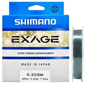 Linha de Monofilamento Shimano Exage EXG30020 7.50lb 0.205mm 300m - Cinza
