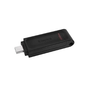 Pendrive Kingston Datatraveler 70 DT70 USB-C de 128GB - Preto