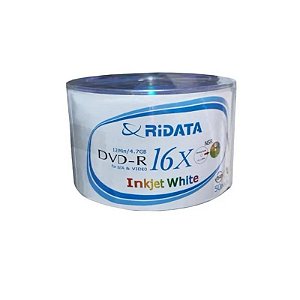 Tubo com 50 DVD-R Ridata 16X Inkjet White