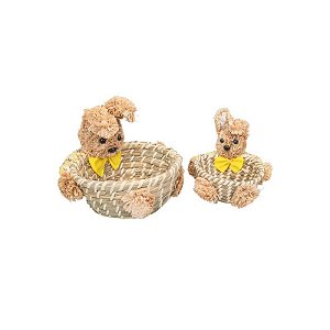 Kit 2 Cestas de Páscoa com Coelhinho - Laço Amarelo