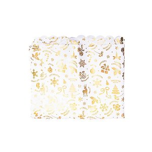 Toalha de Mesa Natal Retangular 150x250cm Branca com Detalhes
