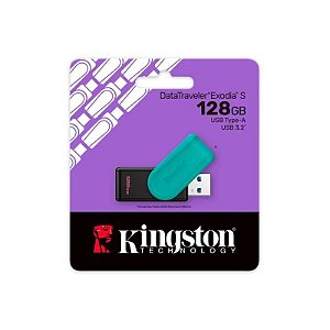 Pendrive Kingston Datatraveler Exodia s 128GB USB 3.2 - Preto/Turquesa DTXS/128GB