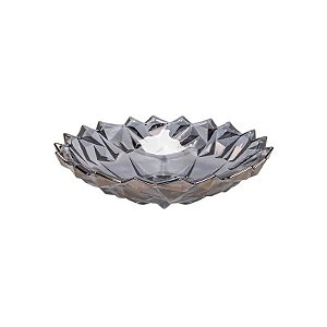 Fruteira Decorativa de Vidro Cinza 32X8,5CM