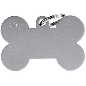 Placa de identificação MyFamily Osso XL MFXL08 - Cinza