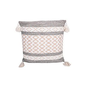 Travesseiro com Enchimento 45x45cm Cinza com Creme
