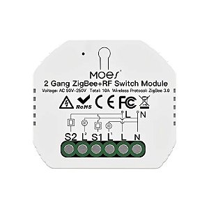 Interruptor Inteligente Moes MS-104BZR 2GANG/Zigbee/Bivolt - Branco