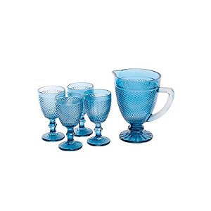 Jogo de 1 Jarra com 4 Copas Azul