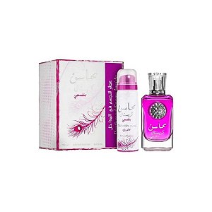 Kit Perfume Lattafa Mahasin Crystal Violet Eau de Parfum Feminino 100ML + Desodorante