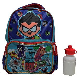 Mochila Teen Titans Go! + Garrafa 061-220108 Azul/Vermelho