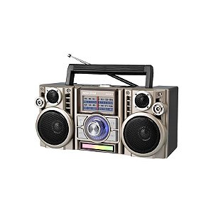 Rádio Portátil Megastar RX65BTD com SD/USB/Bluetooth - Preto/Dourado