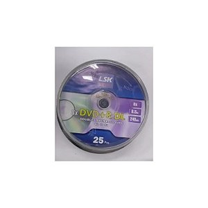 Tubo de DVD LSK Media DVD+R DL 8X 8.5GB 25 Peças Dupla Camada