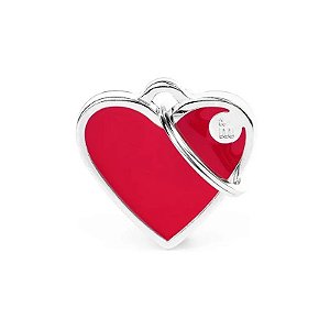 Placa de identificação MyFamily Rainbow Coração Pequeno BH54SH - Vermelho