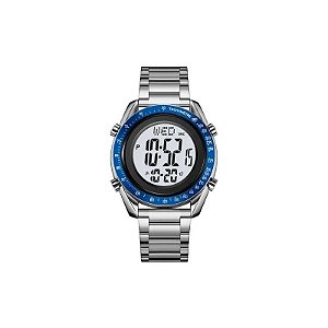 Relógio Masculino Digital Skmei 2145 Fibra Azul Prateado