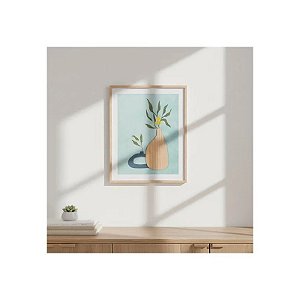 Quadro Decorativo de Vaso 40x50cm Azul Celeste