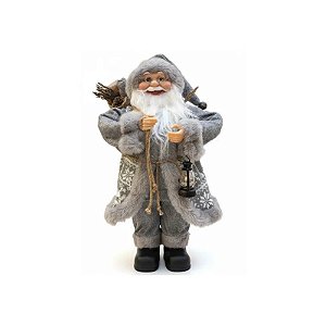 Enfeite de Natal Papai Noel L8-019 com Lanterna 45CM - Cinza