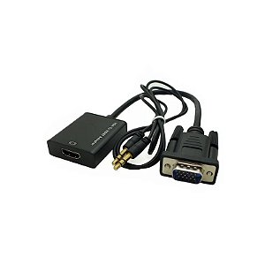Adaptador VGA Macho para HDMI Fêmea com Áudio