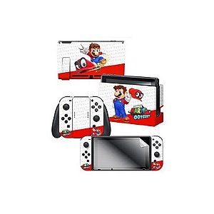 Adesivo para Nintendo Switch Mario Odyssey Odyssey Skin 022507 com 3 Adesivos