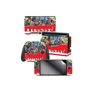 Adesivo para Nintendo Switch Mario Odyssey Key Art Kingdoms 023344 com 3 Adesivos