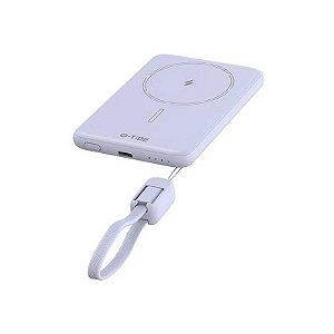 Carregador Portátil Sem Fio G-Tide Slim 01 5.000 Mah Saída USB-C - Roxo