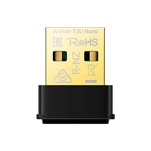 Adaptador Wi-Fi TP-Link Archer T3U Nano AC1300 - 867/400Mbps - USB - Preto