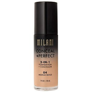 Base Líquido Milani Conceal + Perfect 2 em 1 04 Bege Médio - 30mL