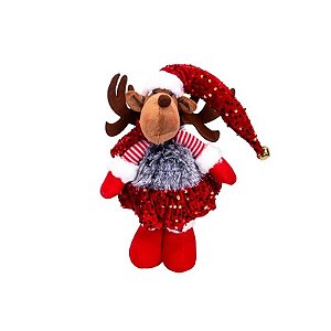Boneco de Natal de Rena com Lantejoulas 38 CM