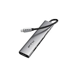 Hub USB-C FTX CT-HBP2-AG7 - HDMI/3XUSB/SD/USB-C - Cinza