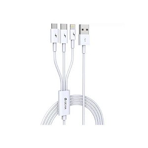 Cabo Devia EC141 3 Em 1 USB-A Para Lightning / USB-C / Micro-USB 1,2 Metros - Branco