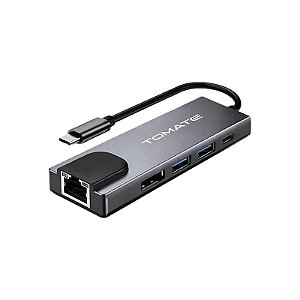 Hub Tomate MTV-724 - 5 Em 1 - USB-C - Cinza