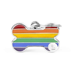 Placa de identificação MyFamily Rainbow Osso Pequeno BH54S