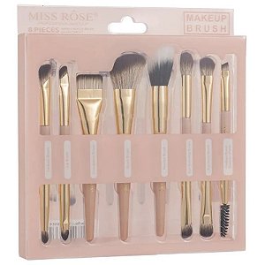 Kit Pincel Miss Rôse Maquiagem Brush 7201-009M (8 Unidades)