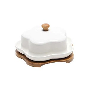 Bandeja com Tampa de Cerâmica Flor
