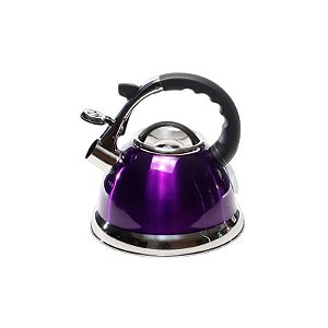 Chaleira Inox Fundo Duplo 3,2 Litros com Apito Gás e Indução Lilás